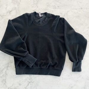 Sweaty Betty Black Fleece Semi Cropped Sweatshirt, Medium or Size 8